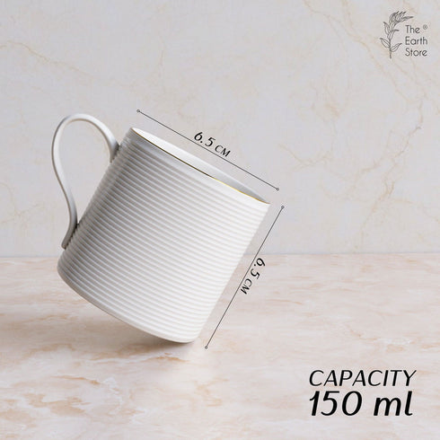 White Ring Tea Cup Set Of 6 - The Earth Store - Tea Cups